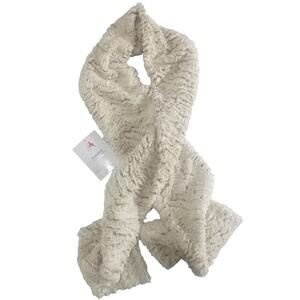 TOURANCE Long Scarf 94" x 7" Cream Beige Oprah's Favorite Things Faux Fur NWT